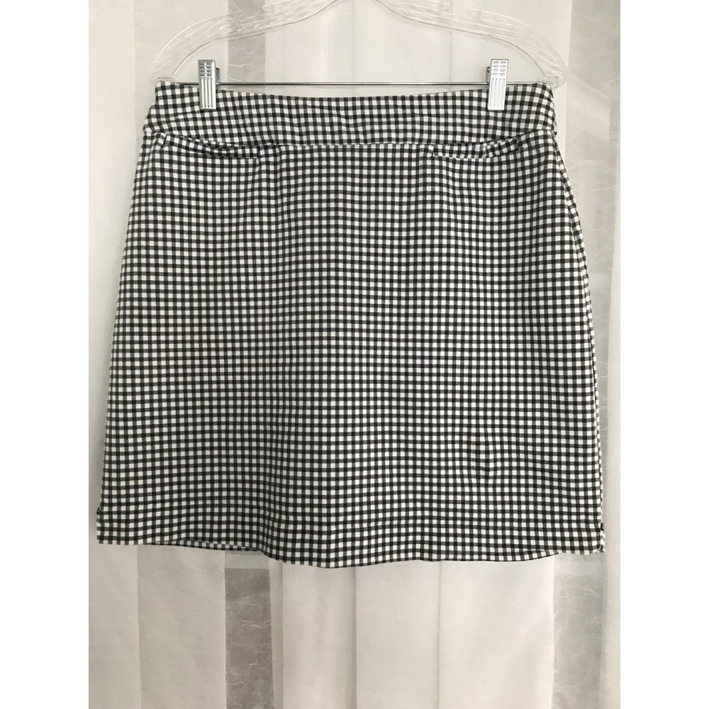 Christopher & Banks Black White Gingham Check Skort Side Slits Size 10